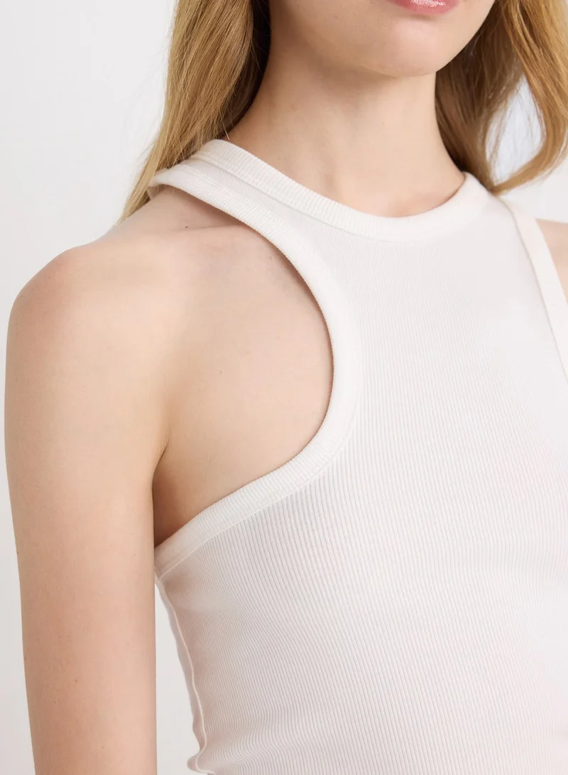 DeFacto Fitted Asymmetric Ribbed Tank Top